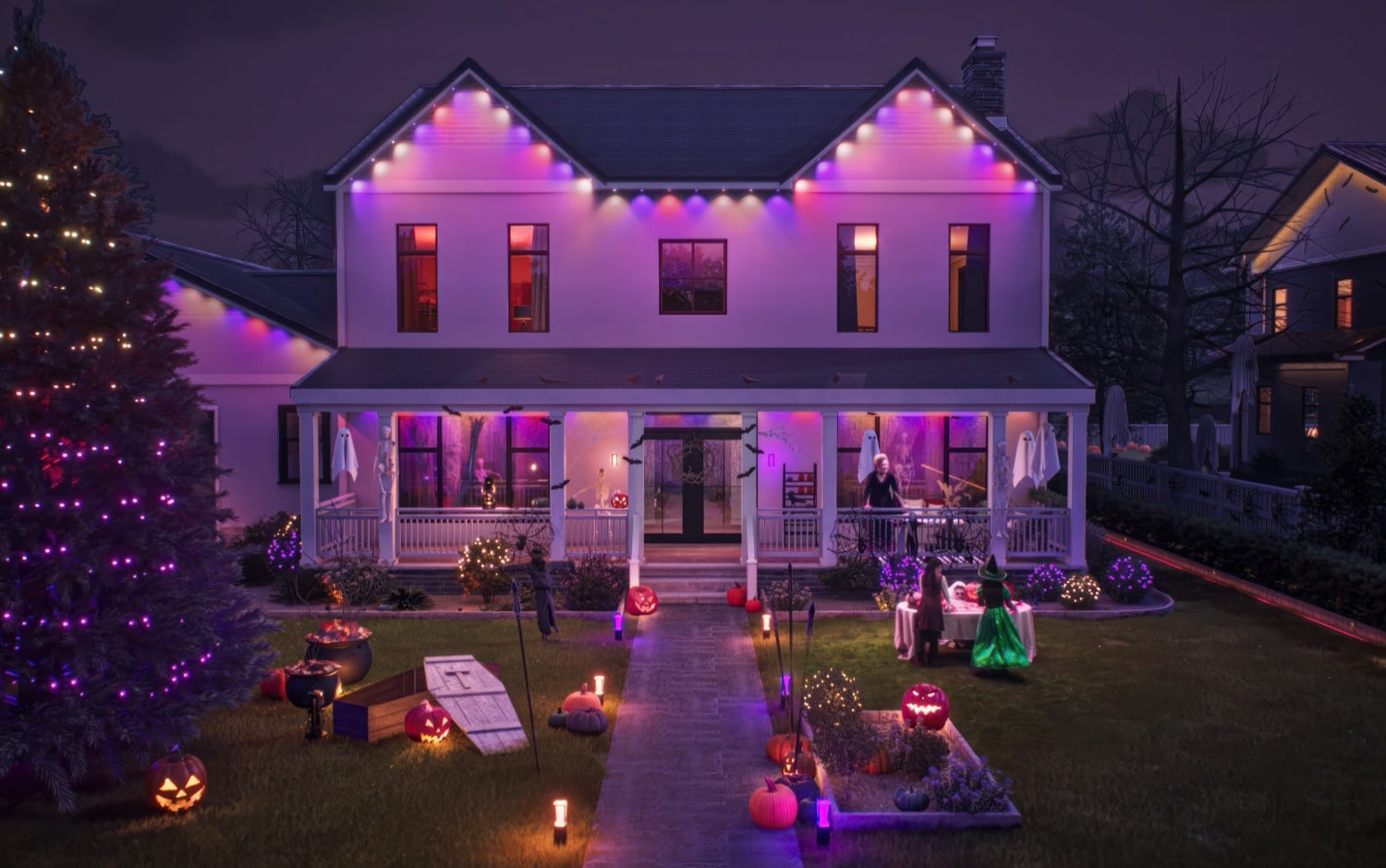 Dieses Haus ist mit der Hue Festavia Permanent geschmückt.