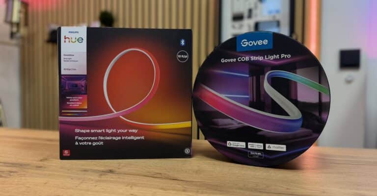 Leuchtstreifen-Verpackung von Philips Hue und Govee